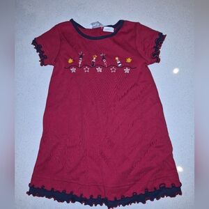 Sophie Rose Red Short Sleeve Dress Scalloped Edge Firecrackers Patriotic 3T